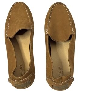 Sperry Top Sider Womens Leather Suede Slip On Loafer Brown Sz 11 Travel Casual